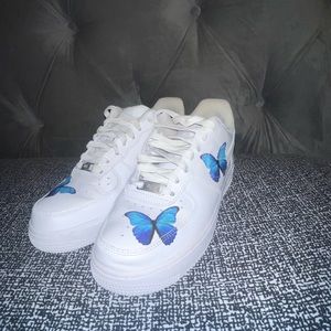 Custom Nike Air Force 1 blue butterfly